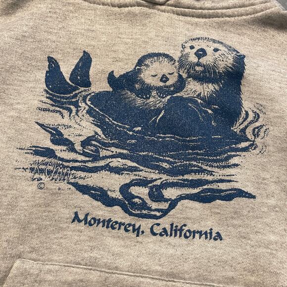 Vintage Sea Otter Monterey California K Chin Hoodie Sweatshirt Youth Medium 5/6 - Picture 2 of 9